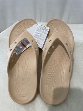 CROCS Breathable Flip Sandals in Beige